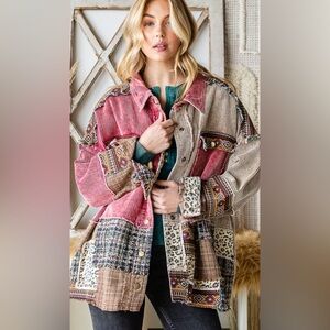 01. NEW Oli & Hali Corduroy Patchwork Jacket Oversized Will Fit Plus Size Cotton